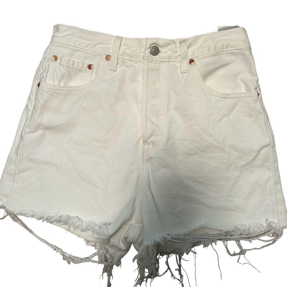 Levi's Straight Ribcage Shorts White 28